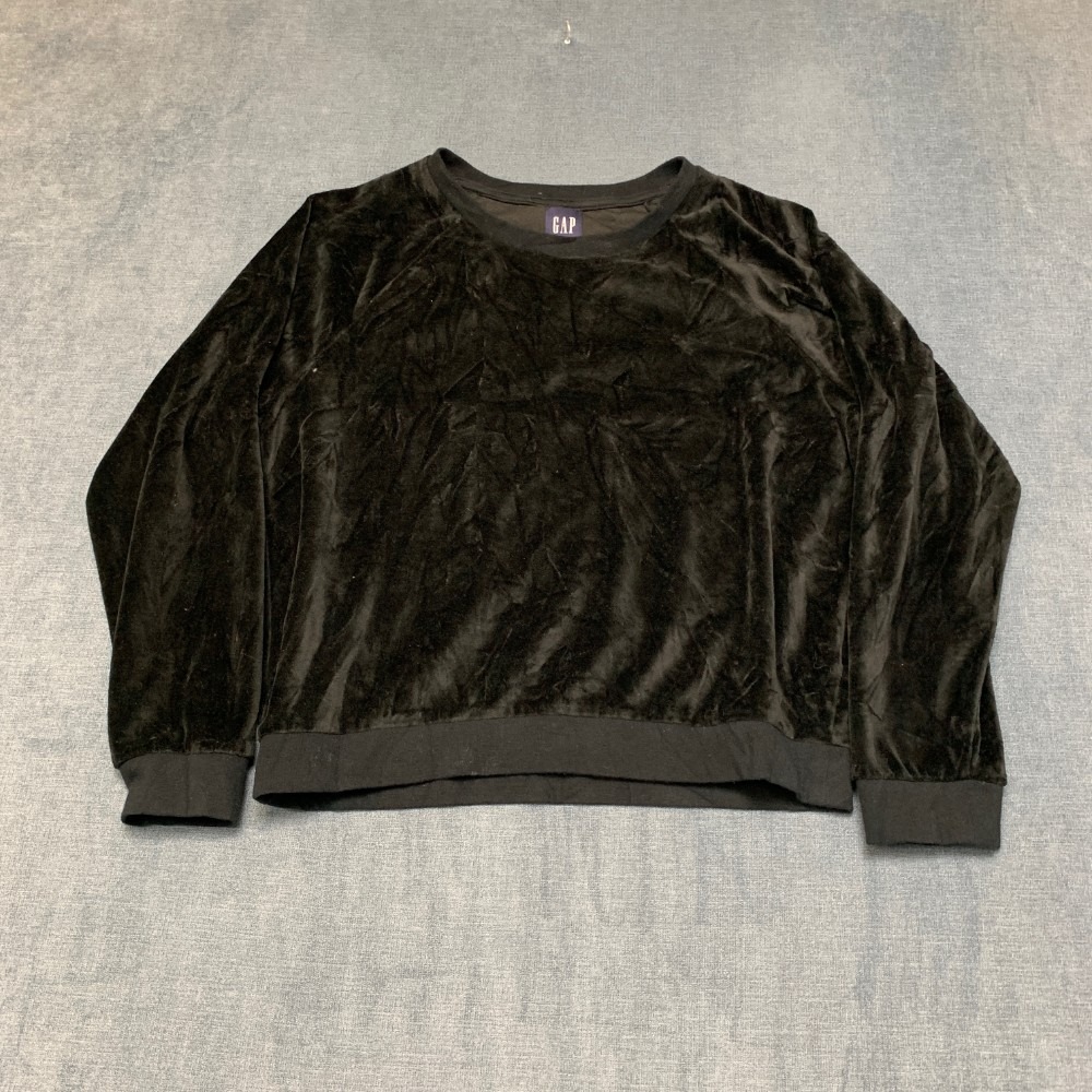 Gap Sweatshirt Womens Medium Black Raglan Sleeve Comfort Ribbed Winter Outdoor